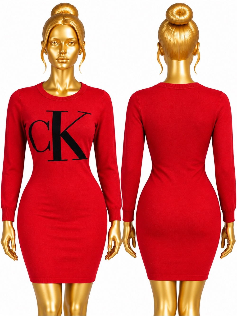 Calvin Klein Red Logo Sweater Dress Size Large